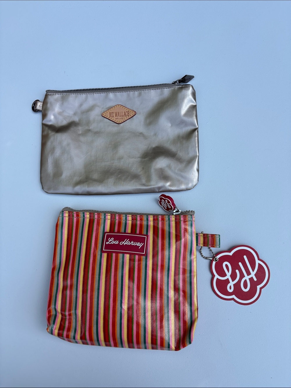 Designer Cosmetic Pouch Bundle - MZ Wallace Metallic & Lou Harvey Travel Set